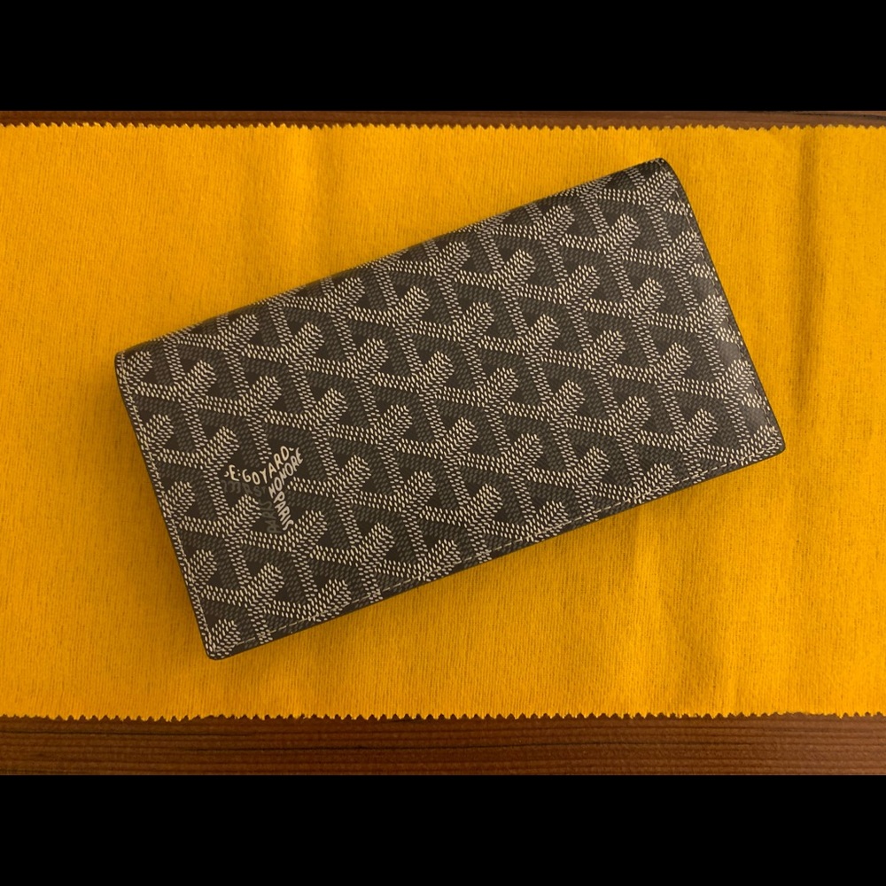 Goyard Grey Long Richelieu Leather Canvas Wallet